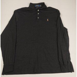 Polo Ralph Lauren Men XL Long Sleeve Polo Shirt Charcoal Gray Cotton Classic Fit